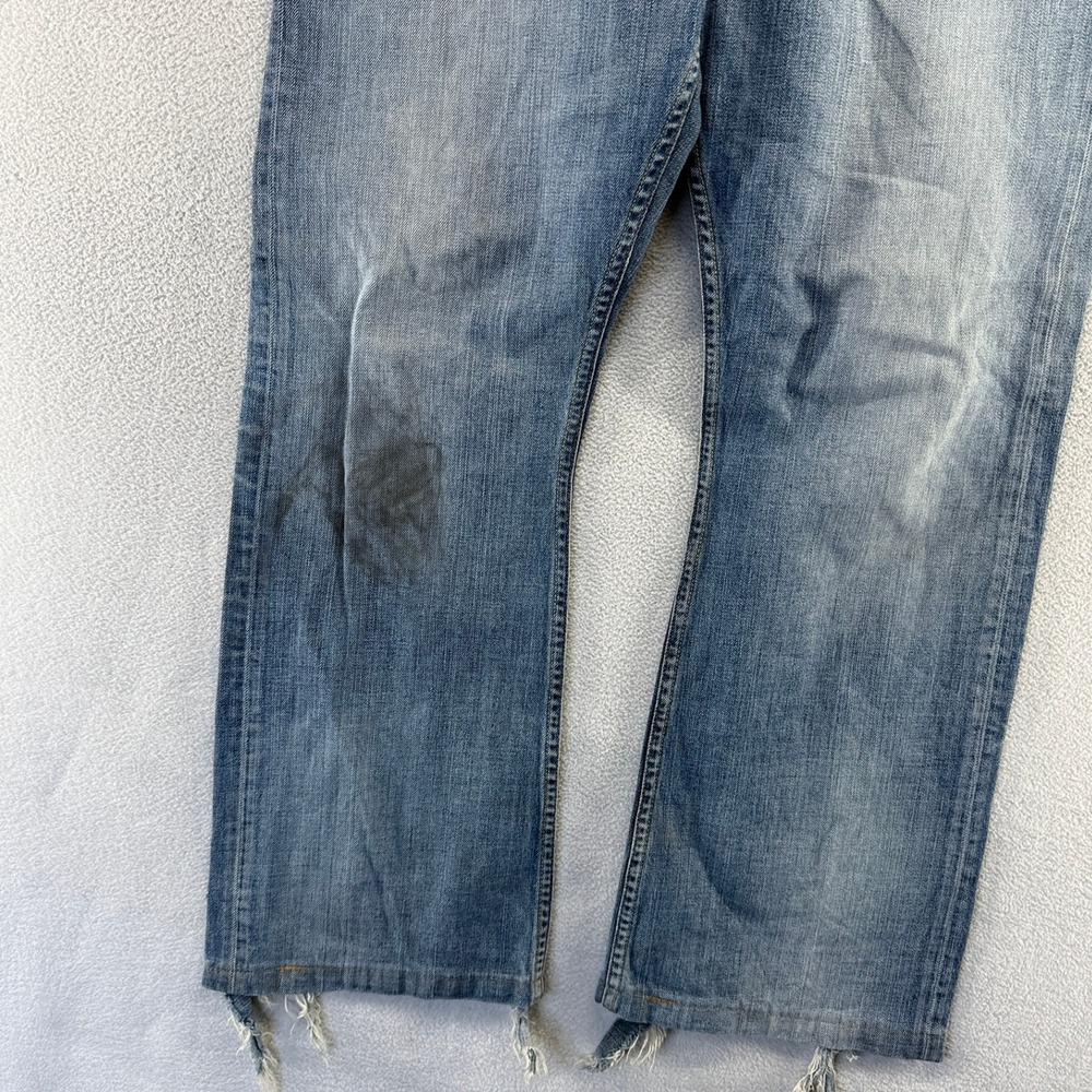 Vintage Levis Jeans Mens 36x34 fits 36x30 Blue 512 Bootcut Denim Thrashed Hemmed - Picture 2 of 10